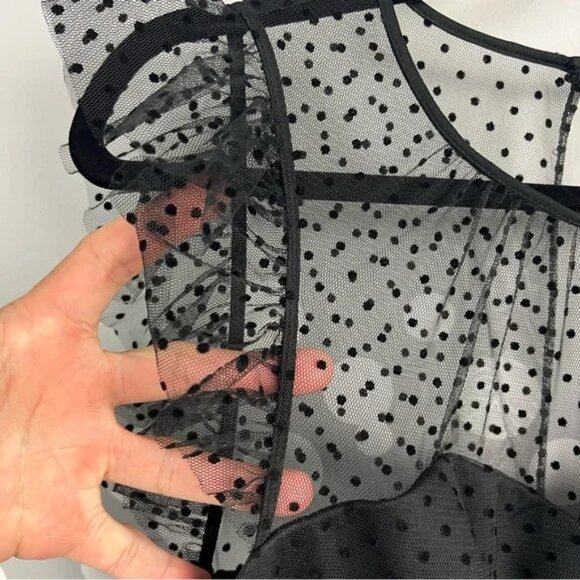 Jason Wu Black Illusion Dot Mesh Midi Dress Size 6 Sweatheart Bodice - Picture 5 of 12